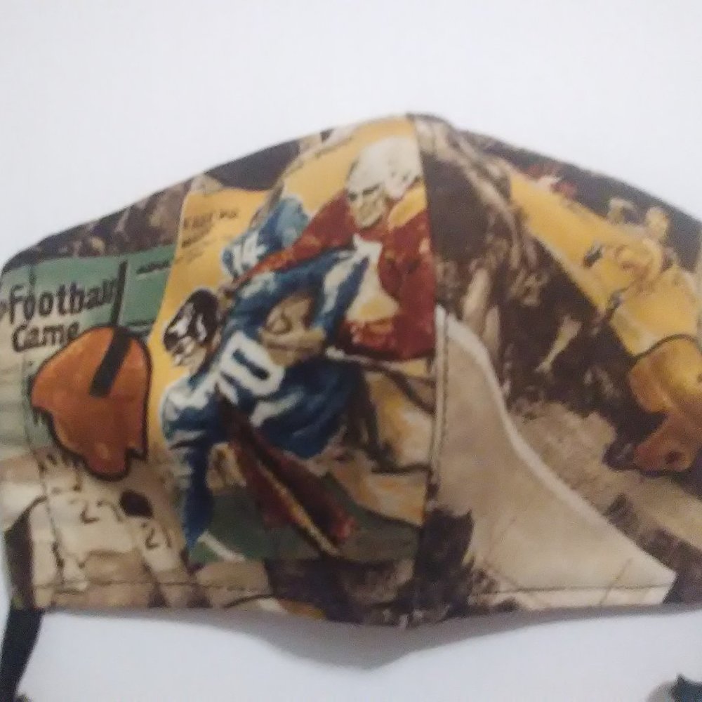 Facemask Football Theme Sports News 3 Ply Handmade